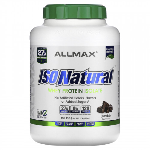 ALLMAX, IsoNatural, изолят сывороточного протеина, со вкусом шоколада, 2,27 кг (5 фунтов)