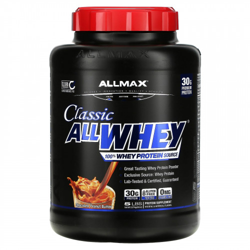 ALLMAX, Classic AllWhey, 100% сывороточный протеин, шоколад и арахисовое масло, 2,27 кг (5 фунтов)