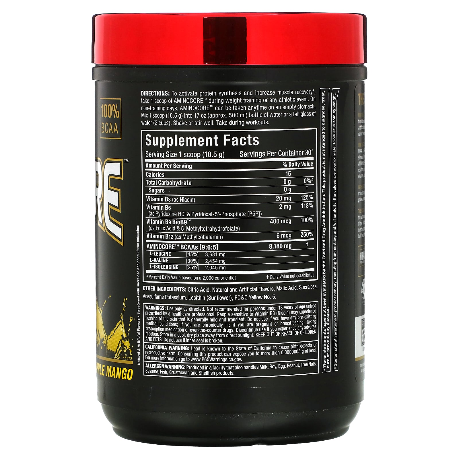 ALLMAX, AMINOCORE BCAA, Ананас и манго, 315 г (0,69 фунта)