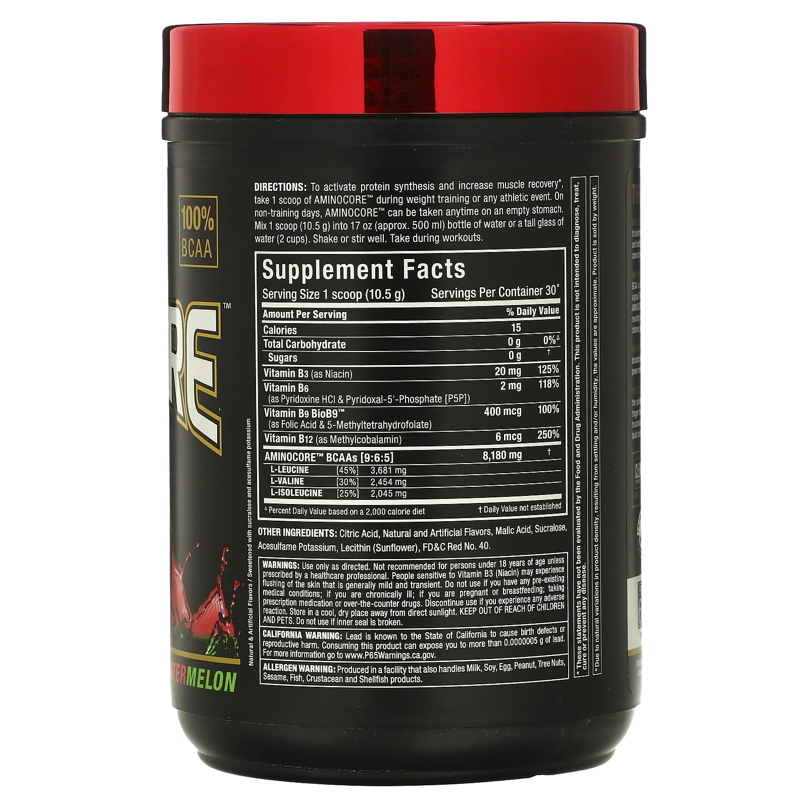 ALLMAX, AMINOCORE BCAA, Арбуз, 315 г (0,69 фунта)