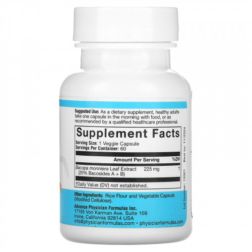 Advance Physician Formulas, Inc., Экстракт бакопа, 225 мг, 60 капсул