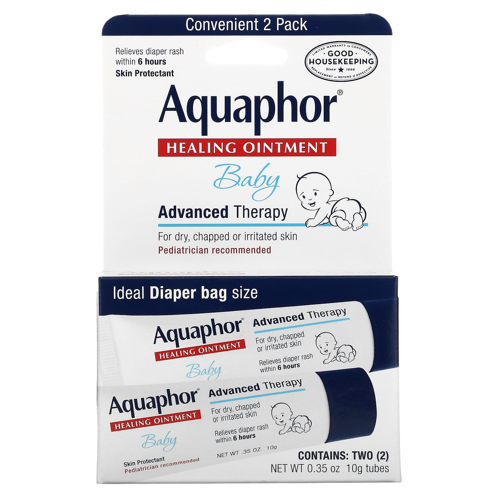 Aquaphor, Детская лечебная мазь, 2 тюбика, 10 г (0,35 унции)