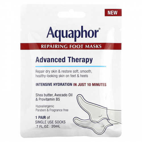 Aquaphor, Восстанавливающие маски для ног, 1 пара, 20 мл (0,7 жидк. Унции)