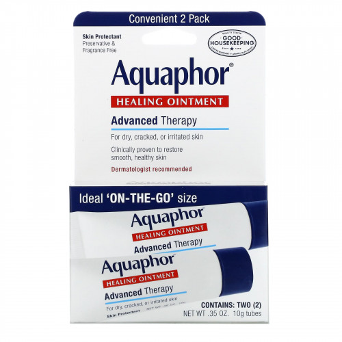 Aquaphor, Advanced Therapy, лечебная мазь, 2 тюбика по 10 г (0,35 унции)