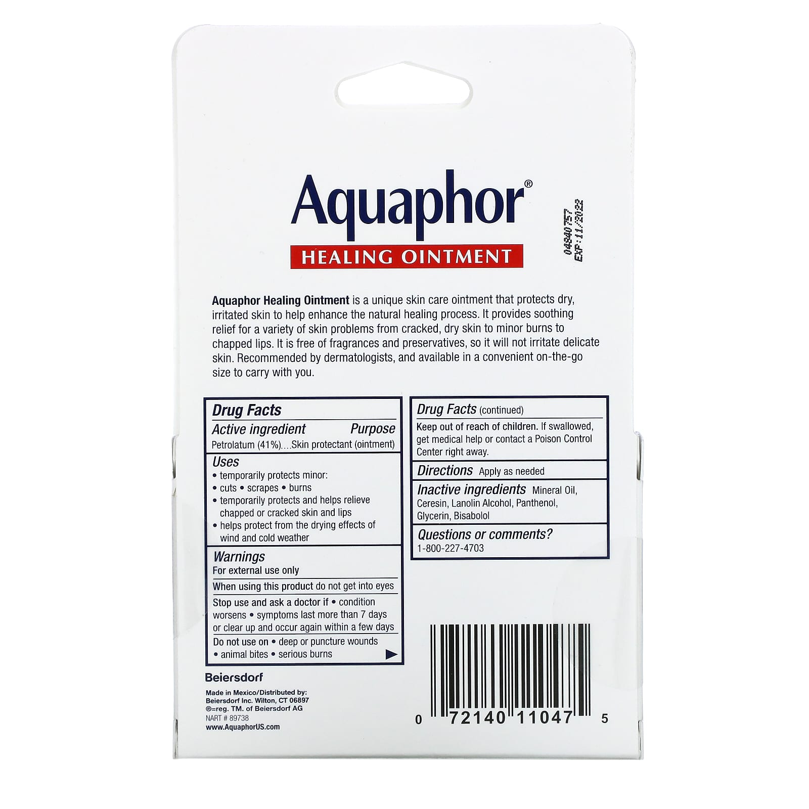 Aquaphor, Advanced Therapy, лечебная мазь, 2 тюбика по 10 г (0,35 унции)