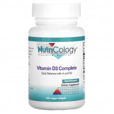Nutricology, Комплекс с витамином D3, 120 растительных капсул