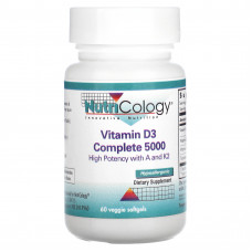 Nutricology, Комплекс с витамином D3 5000, 60 растительных капсул
