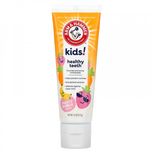 Arm & Hammer, Kids Healthy Teeth, зубная паста с фтором, против кариеса, 2 года + фруктовые пузырьки, 119 г (4,2 унции)