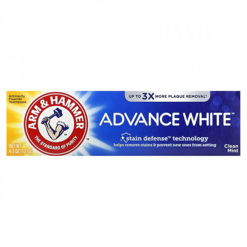 Arm & Hammer, Advance White, высокоэффективная отбеливающая зубная паста, чистый аромат мяты, 4,3 унции (121 г)