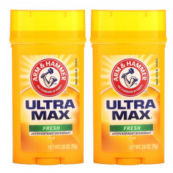 Arm & Hammer, UltraMax, твердый дезодорант-антиперспирант, свежий, 2 упаковки по 73 г (2,6 унции)