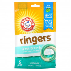 Arm & Hammer, Ringers, стоматологические лакомства для собак для свежего дыхания, средний вкус, мята, 5 шт.