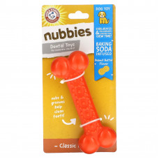 Arm & Hammer, Nubbies, стоматологические игрушки для собак для умеренных жевательных способностей, Classic Bone, арахисовая паста, 1 игрушка