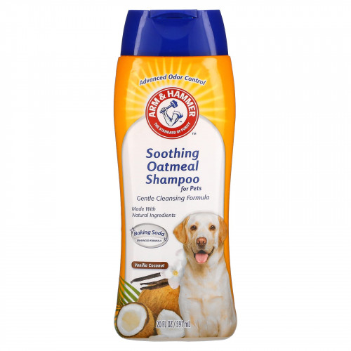 Arm & Hammer, Успокаивающий шампунь с овсянкой для домашних животных, ваниль и кокос, 591 мл (20 жидк. Унций)