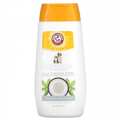 Arm & Hammer, Ultra Fresh, шампунь и кондиционер для щенков 2 в 1, для собак, с кокосом и лаймом и вербеной, 473 мл (16 жидк. Унций)