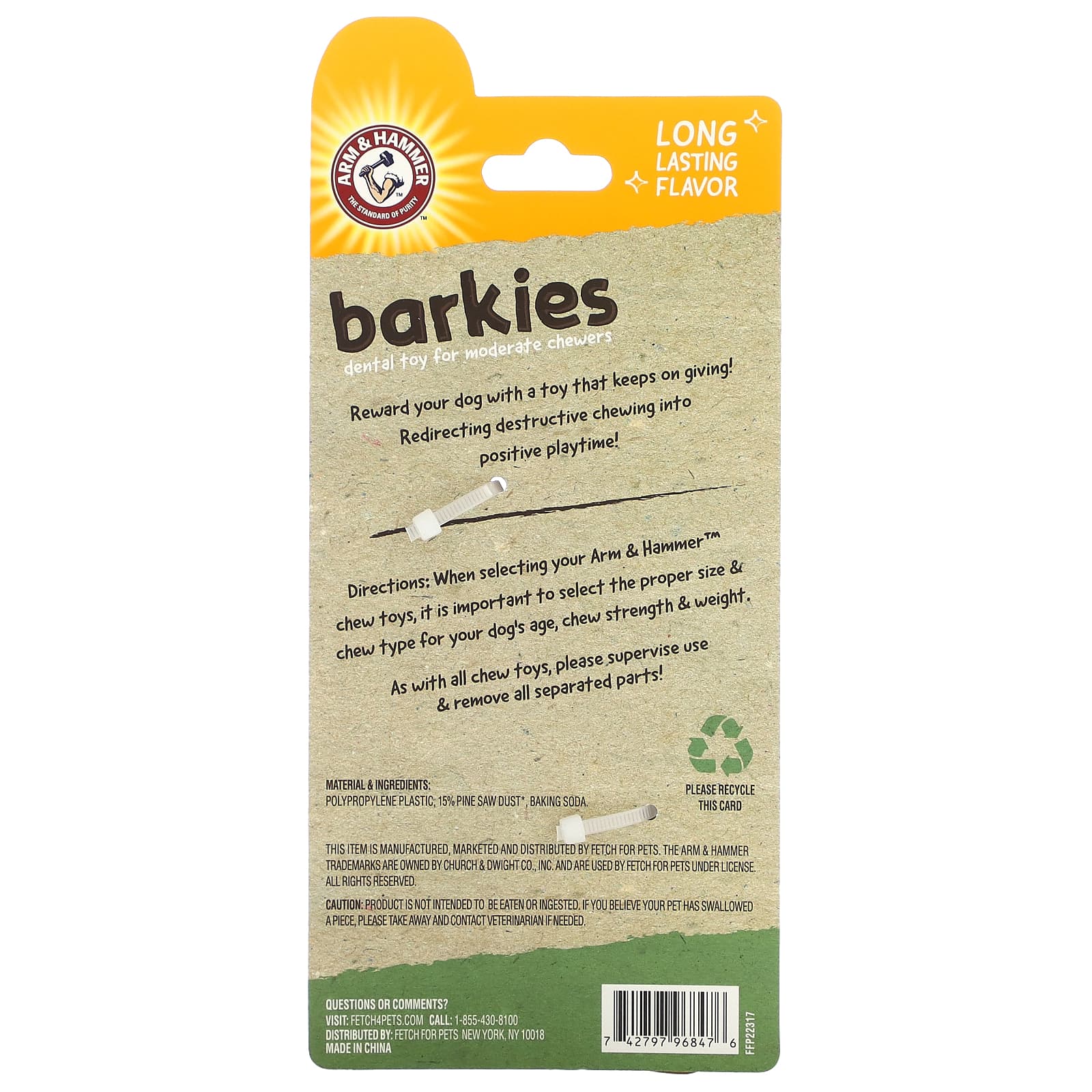 Arm & Hammer, Barkies for Moderate Chewers, стоматологическая игрушка для собак, ветка дерева, бекон, 1 игрушка