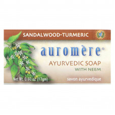 Auromere, Аюрведическое мыло с нимом, сандаловым деревом и куркумой, 17 г (0,60 унции)