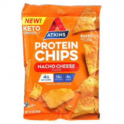 Atkins, Протеиновые чипсы, сыр начо, 8 пакетиков по 32 г (1,1 унции)