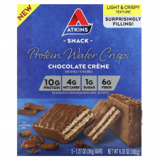 Atkins, Snack, протеиновые вафельные чипсы, шоколадный крем, 5 батончиков, 36 г (1,27 унции)