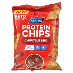 Atkins, Протеиновые чипсы, чипотле для барбекю, 8 пакетиков по 32 г (1,1 унции)