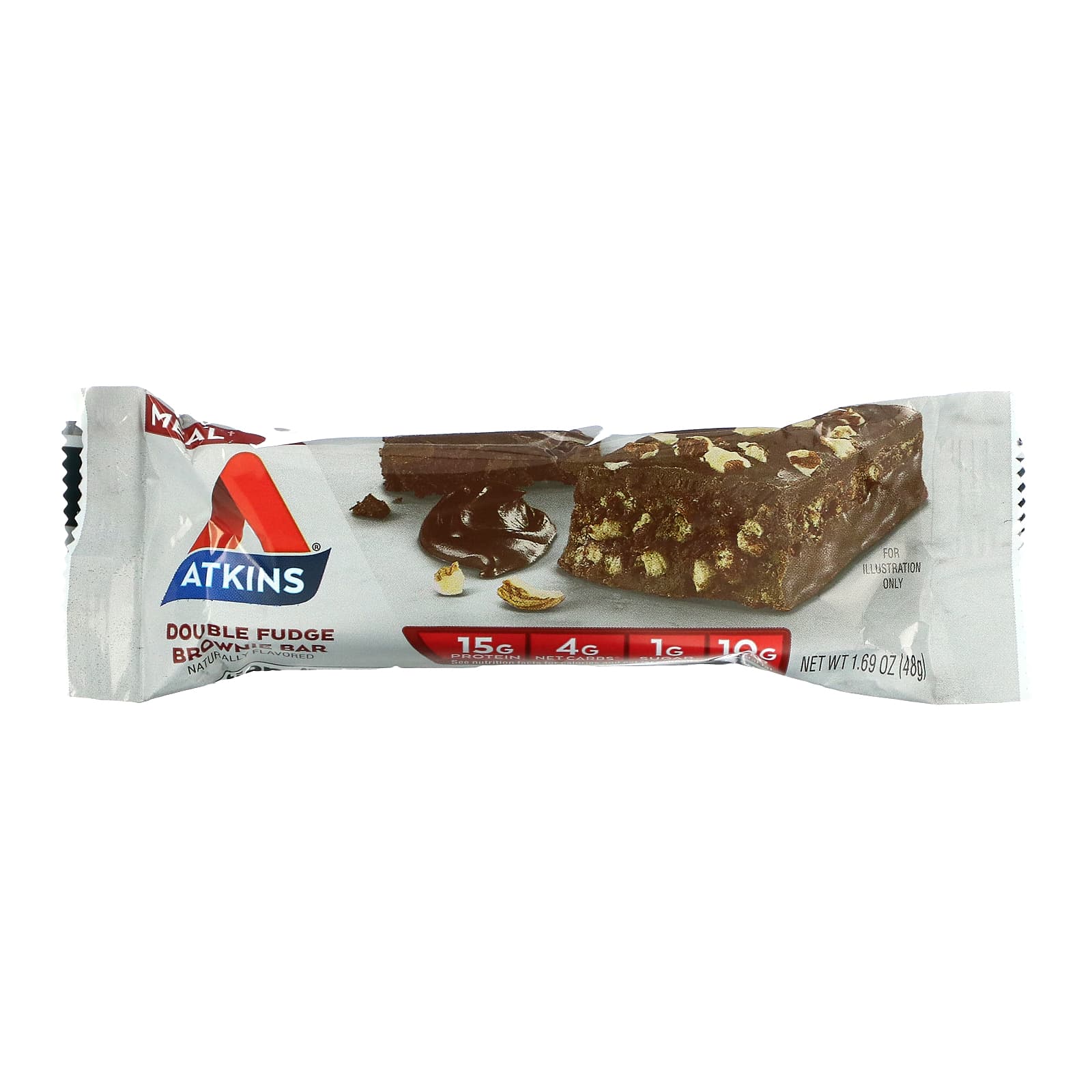 Atkins, Protein Meal Bar, шоколадный батончик с двойной помадкой, 5 батончиков, 48 г (1,69 унции)