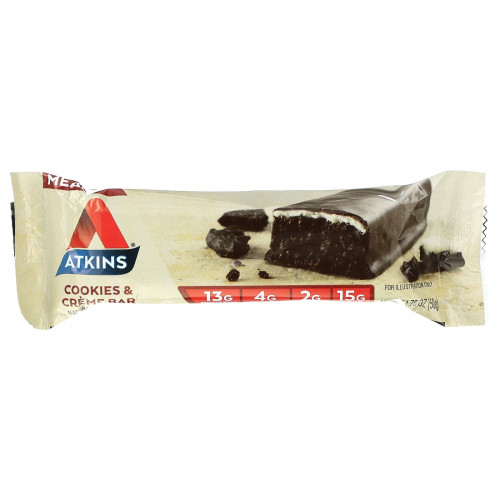 Atkins, протеиновый батончик для перекуса, печенье и сливки, 5 штук по 50 г (1,76 унции)