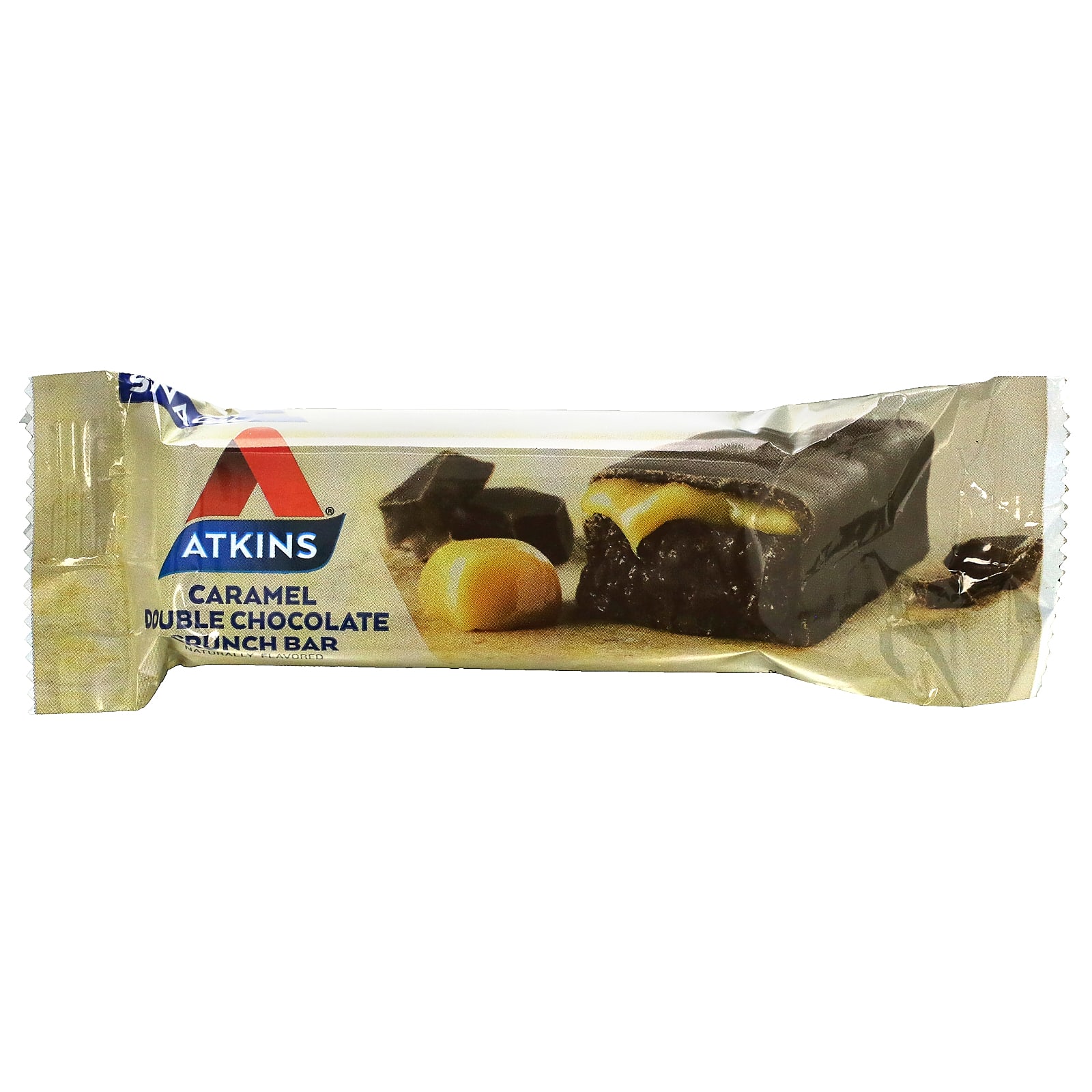 Atkins, Snack, хрустящий батончик для перекуса, карамель и двойной шоколад, 5 штук по 44 г (1,55 унции)