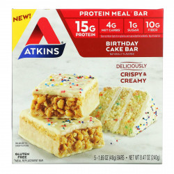 Atkins, Protein Meal Bar, Батончик на день рождения, 5 батончиков, 1,69 унции (48 г) каждый