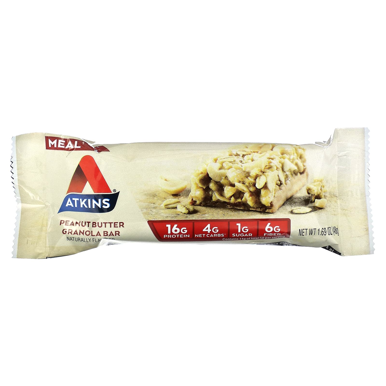 Atkins, Protein Meal Bar, батончик-гранола с арахисовой пастой, 5 батончиков, 50 г (1,76 унции)