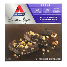 Atkins, Endulge, шоколадный торт с орехами 5 батончиков, 1.41 унции (40 г) каждый