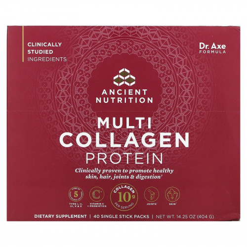 Ancient Nutrition, комплекс коллагенов и протеинов, 40 пакетиков-стиков по 10,1 г (0,36 унции)