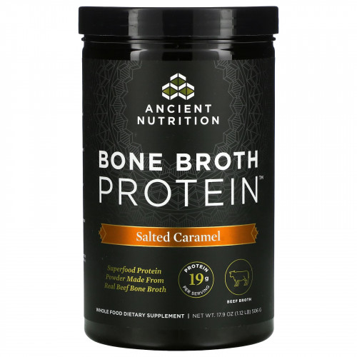 Ancient Nutrition, Bone Broth Protein, соленая карамель, 506 г (1,12 фунта)