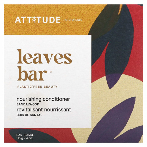 ATTITUDE, Leaves Bar, питательный кондиционер, сандаловое дерево, 113 г (4 унции)