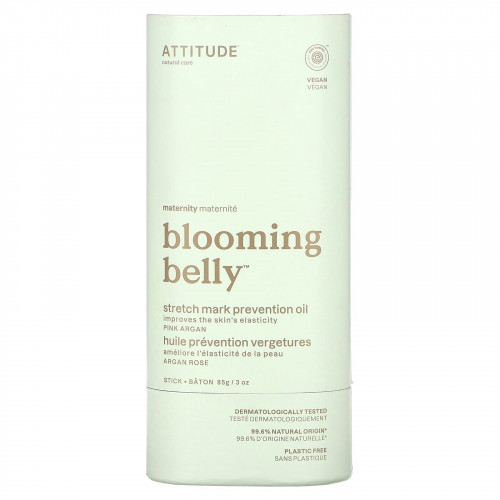 ATTITUDE, Blooming Belly, масло для предотвращения растяжек, розовая аргана, 3 унции (85 г)