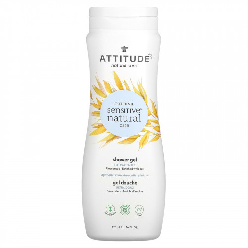 ATTITUDE, Oatmeal Sensitive Natural Care, гель для душа, экстра нежный, без запаха, 473 мл (16 жидк. Унций)