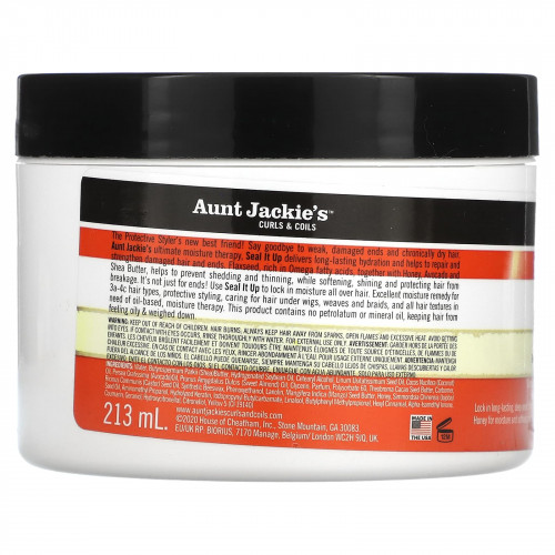 Aunt Jackie's Curls & Coils, Seal It Up, увлажняющее масло для кожи, 213 г (7,5 унции)
