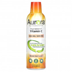 Aurora Nutrascience, Mega-Liposomal Vitamin C, органический фруктовый вкус, 3000 мг, 480 мл (16 жидк. унций)