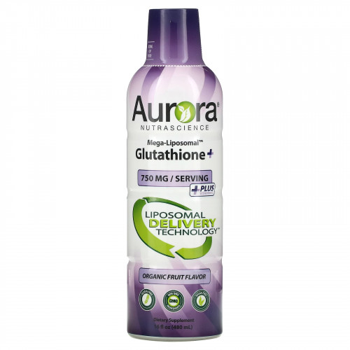 Aurora Nutrascience, мегалипосомальный глутатион+, с витамином C, со вкусом органических фруктов, 750 мг, 480 мл (16 жидк. унций)