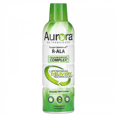Aurora Nutrascience, Mega-Liposomal R-ALA, R-альфа липоевая кислота, со вкусом органических фруктов, 480 мл (16 жидк. унций)