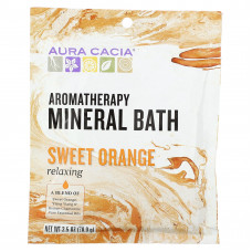 Aura Cacia, Ароматерапевтическое минеральное средство для ванны, расслабляющий сладкий апельсин, 2,5 унции (70,9 г)