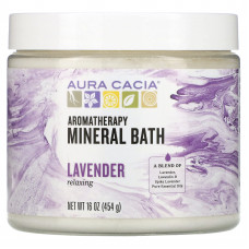 Aura Cacia, Ароматерапевтическое минеральное средство для ванны, расслабляющая лаванда, 16 унций (454 г)