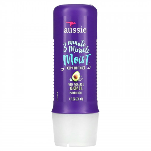 Aussie, 3 Minute Miracle Moist, кондиционер для глубокого увлажнения с авокадо и австралийским маслом жожоба, 236 мл (8 жид. унций)