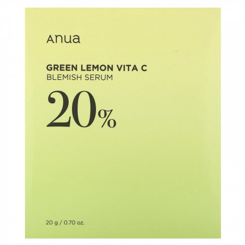 Anua, сыворотка с витамином С и зеленым лимоном, 20% для устранения несовершенств кожи, 20 г (0,70 жидк. унции)
