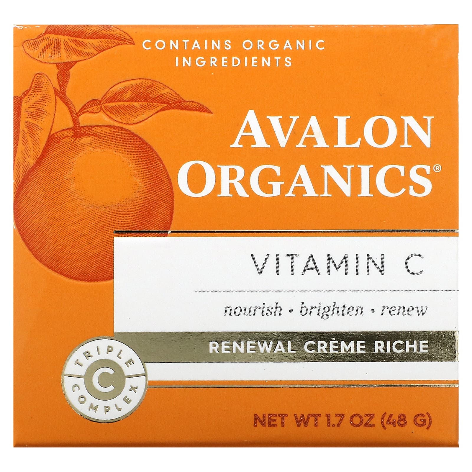 Avalon Organics, Витамин C, восстанавливающий крем Riche, 48 г (1,7 унции)