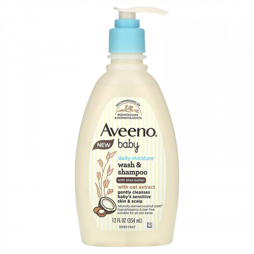 Aveeno, Увлажняющий шампунь и ежедневное увлажняющее средство для детей с маслом ши, кокос, 354 мл (12 жидк. Унций)