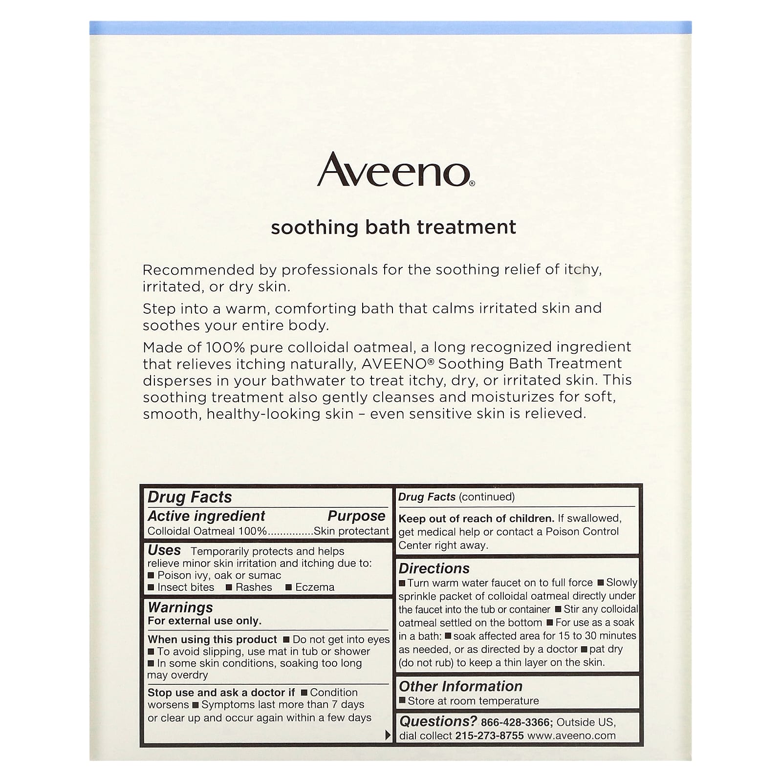 Aveeno, Active Naturals, успокаивающее средство для ванны, без запаха, 8 пакетиков для ванны одноразового применения, 42 г (1,5 унции) каждый.