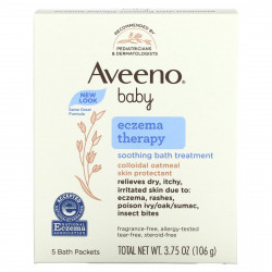 Aveeno, для детей, против экземы, успокаивающее средство для ванн, без отдушек, 5 пакетиков для ванн, 21 г (0,75 унции)