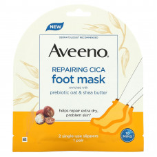 Aveeno, восстанавливающая маска для ног с готу колой, 2 одноразовых носочка