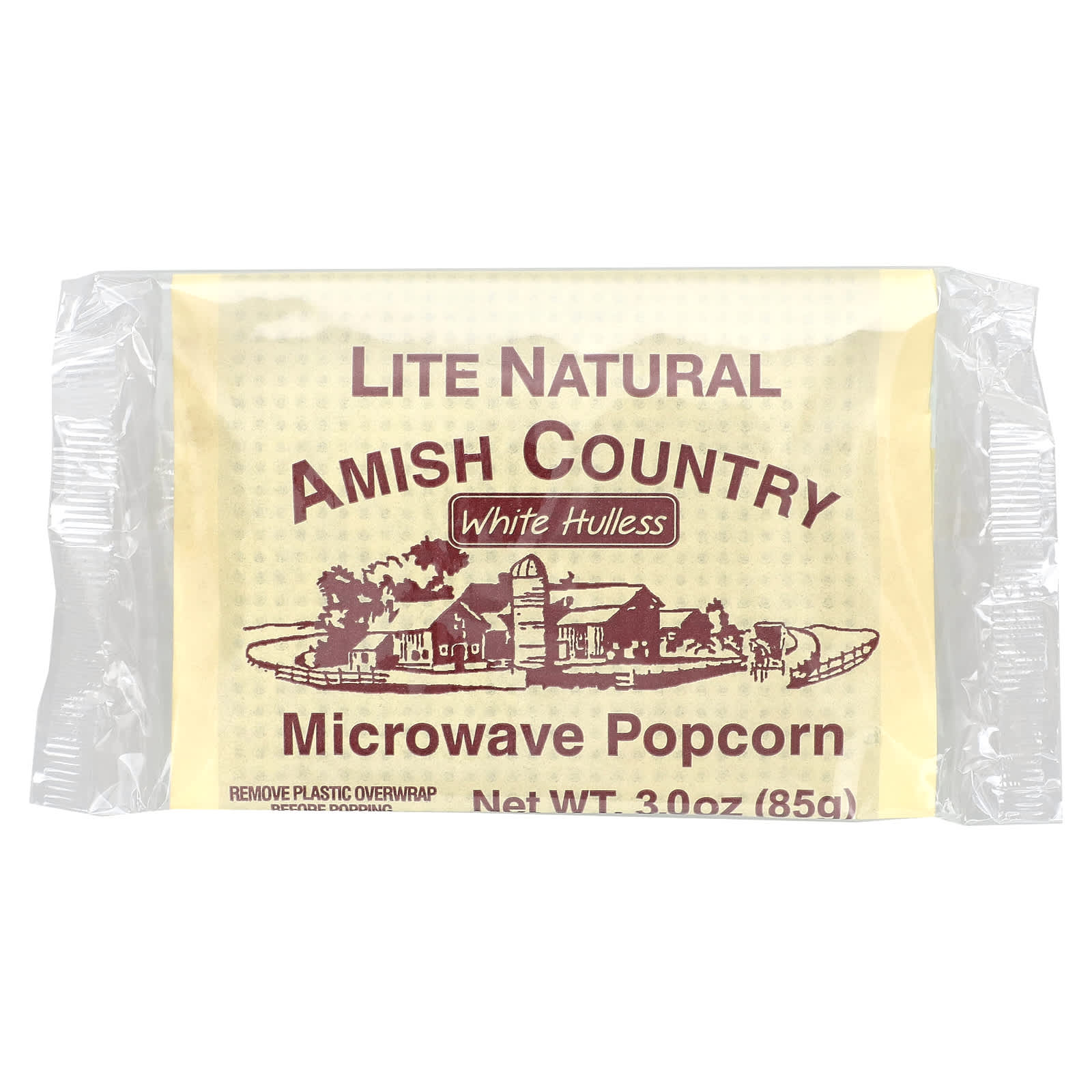 Amish Country Popcorn, Попкорн в микроволновой печи, облегченный натуральный, 3 пакетика по 85 г (3 унции)