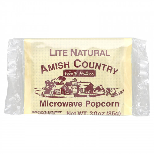 Amish Country Popcorn, Попкорн в микроволновой печи, облегченный натуральный, 3 пакетика по 85 г (3 унции)
