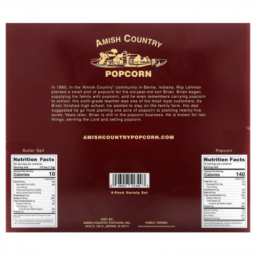 Amish Country Popcorn, Ассорти из попкорна с шейкером, 7 шт.